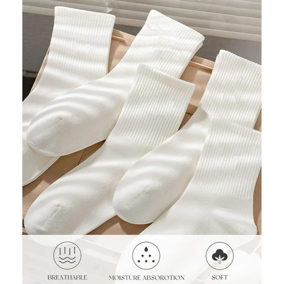 3-6 Pack Womens 6 Pairs Black/white  Crew Calf Lightweight Thin Socks Size 6-11 - Picture 3 of 5